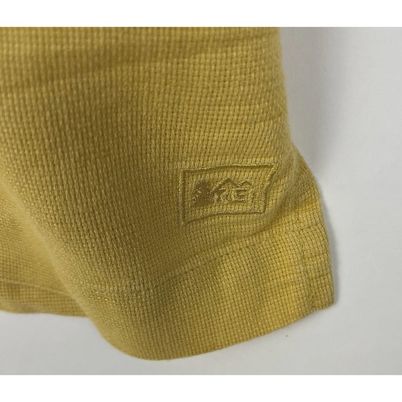 REI Shirt Men's XXL Yellow Short Sleeve Button Up Linen Cotton Blend Outdoor - Picture 7 of 9